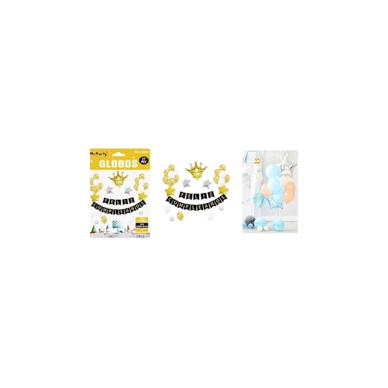 GENERICO - Set De Globos Látex y Guirnalda Con Corona 27pcs