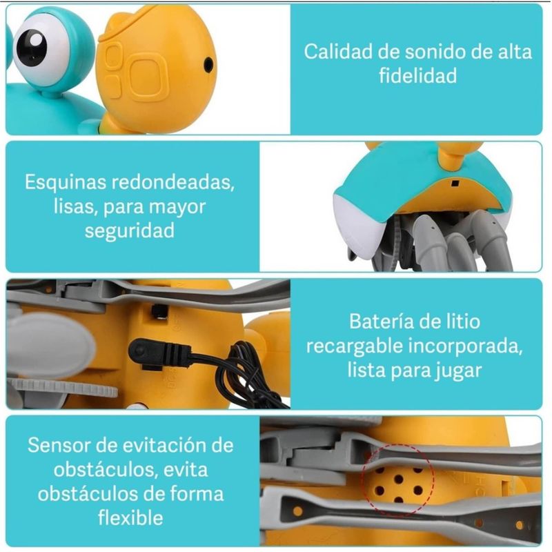 GENERICO - Cangrejo Musical Y Luz Led Con Sensor Para Evitar Obstáculo