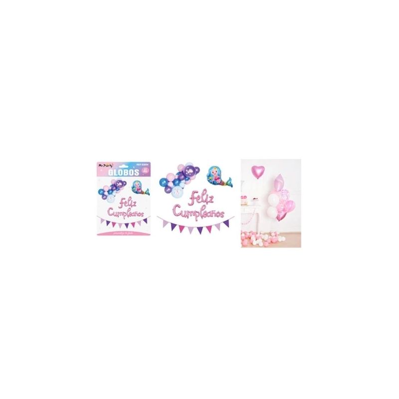 GENERICO - Set De Globos Látex y Guirnalda Con Sirena 23pcs