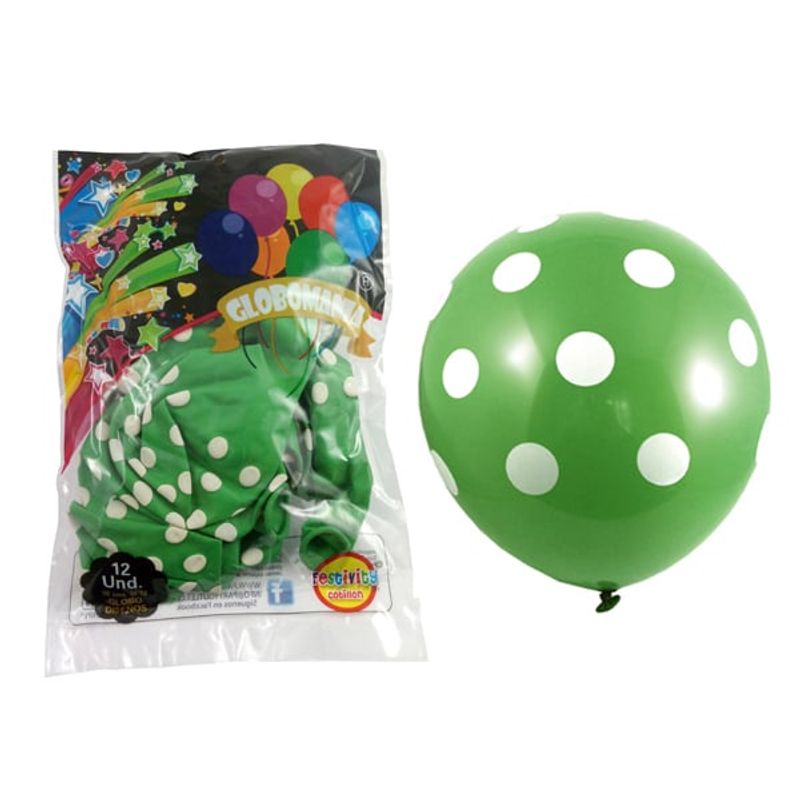 GENERICO - GLOBO 12 IMPRESO A POLKA LIMA X 12 UNI