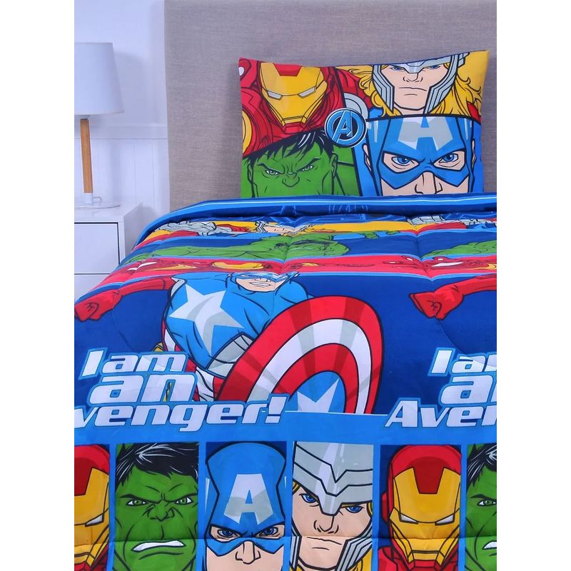 MASHINI - Cobertor Plumón Cubrecama Reversible 1.5 Plaza Diseño Avengers