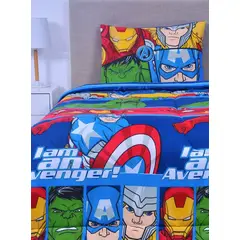 MASHINI - Cobertor Plumón Cubrecama Reversible 1.5 Plaza Diseño Avengers