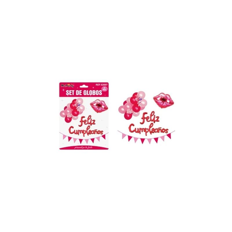 GENERICO - Set De Globos y Banderines Con Beso 21pcs