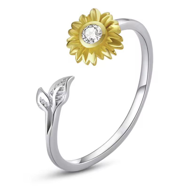 GENERICO - Anillo girasol plata 925 ajustable mujer regalo joya