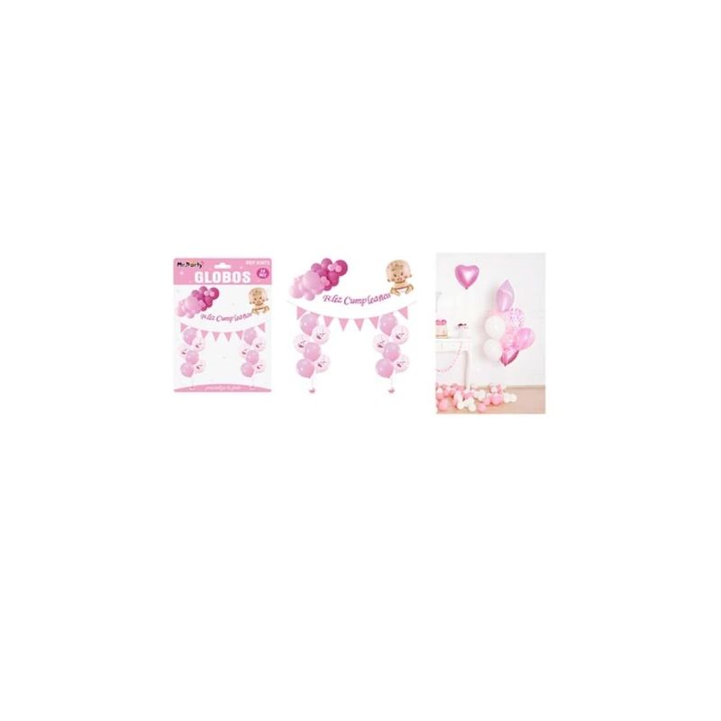 GENERICO - Set De Globos Látex Baby Shower Rosado 29pcs