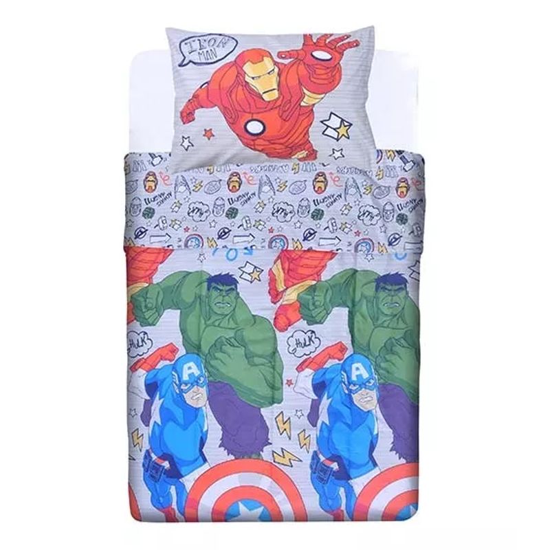 MASHINI - Cobertor Plumón Cubrecama Reversible 1.5 Plaza Diseño Avengers 2