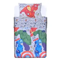 MASHINI - Cobertor Plumón Cubrecama Reversible 1.5 Plaza Diseño Avengers 2