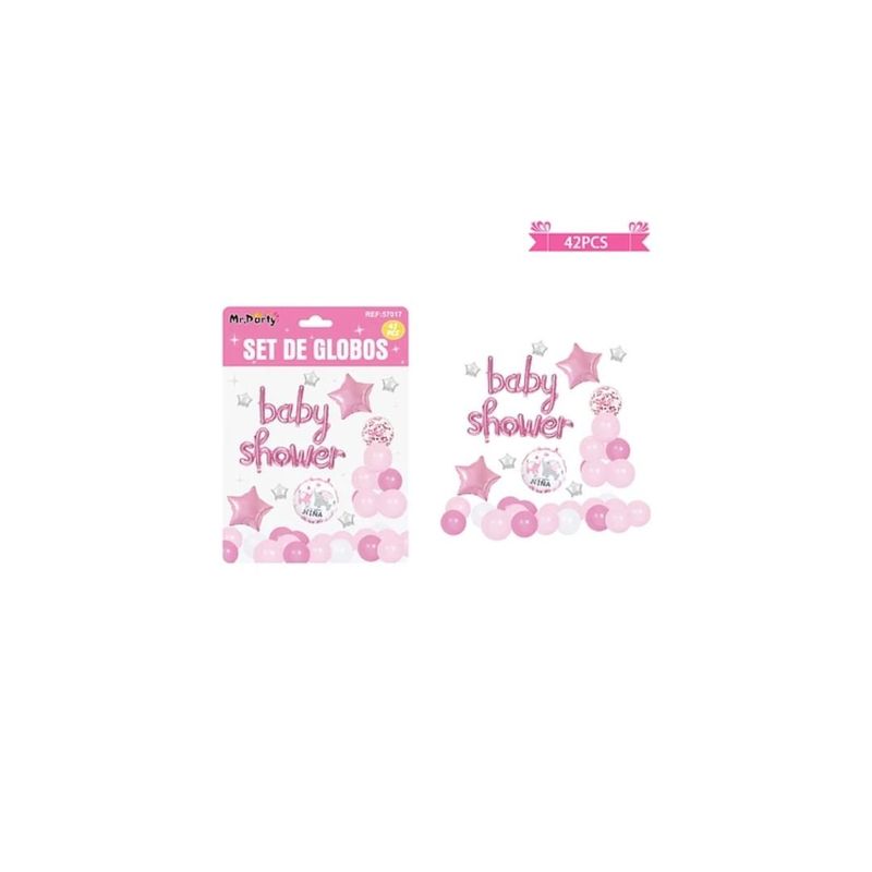 GENERICO - Set De Globos Látex Con Frases Baby Shower Rosado 42pcs