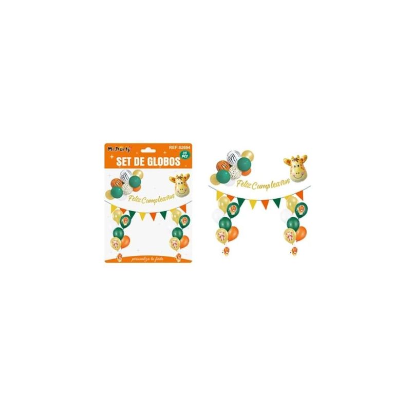 GENERICO - Set De Globos Látex y Guirnalda Con Animales 35pcs