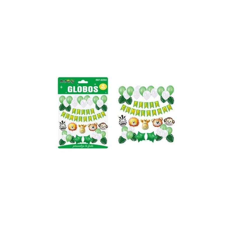 GENERICO - Set De Globos Látex y Guirnalda Con Animal 38pcs
