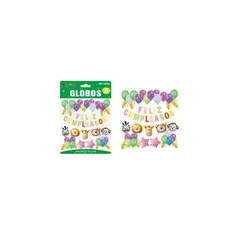 GENERICO - Set De Globos Látex y Guirnalda Con Animal 38pcs