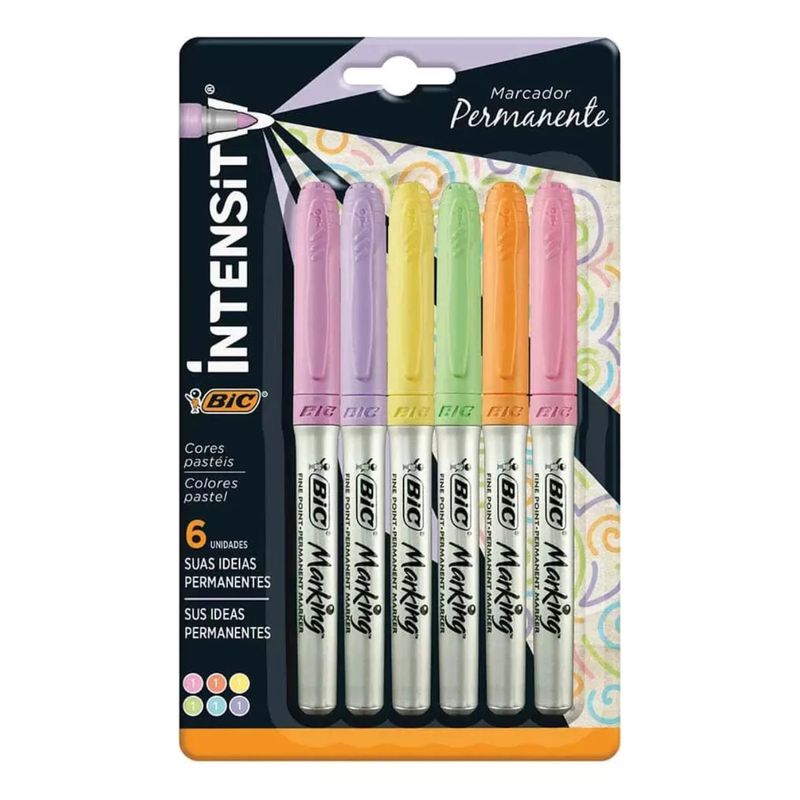 GENERICO - Marcadores Permanentes Grip Intensity 6 Colores Pasteles