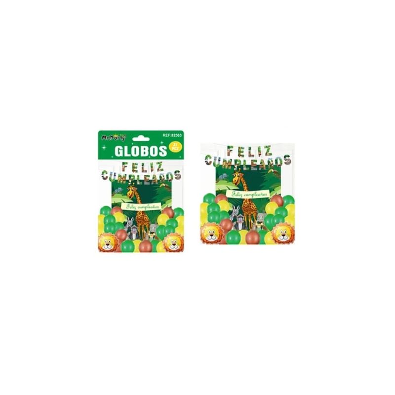 GENERICO - Set De Globos Látex Y Guirnalda Con Animales 31pcs