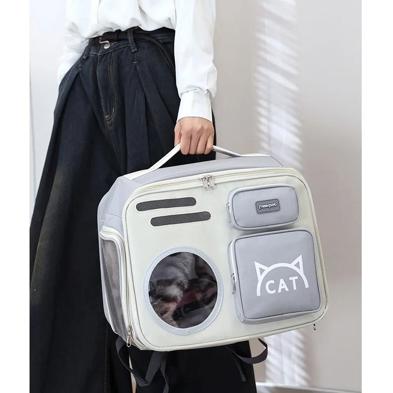 GENERICO - Mochila Transportador Bolso XL para Mascotas Gris