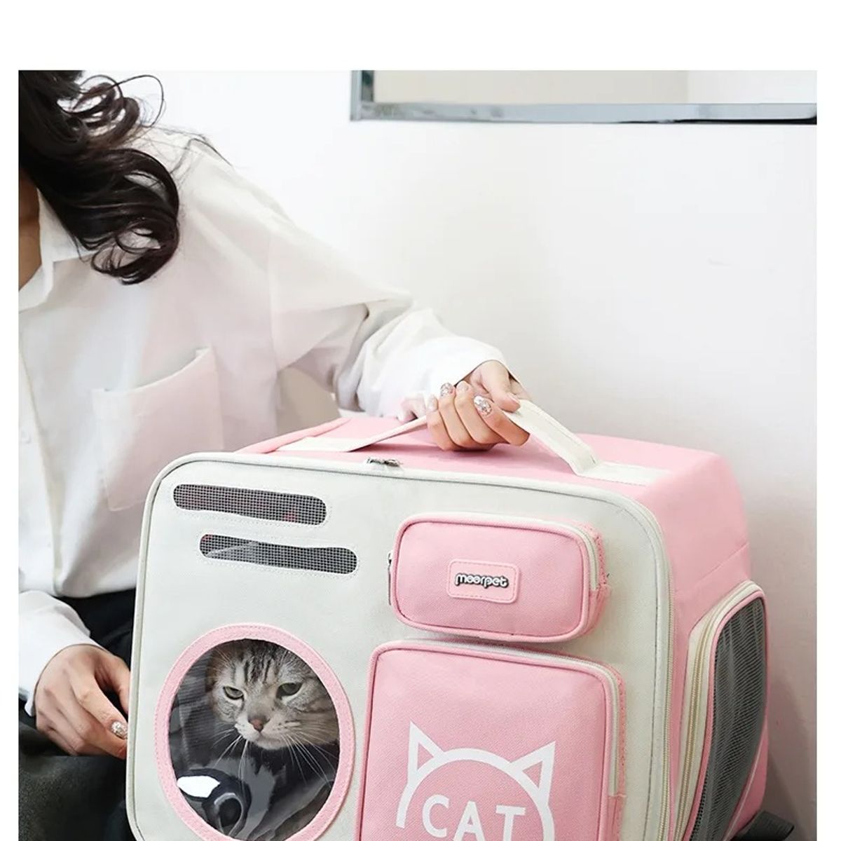 GENERICO - Mochila Transportador Bolso XL para Mascotas Rosa