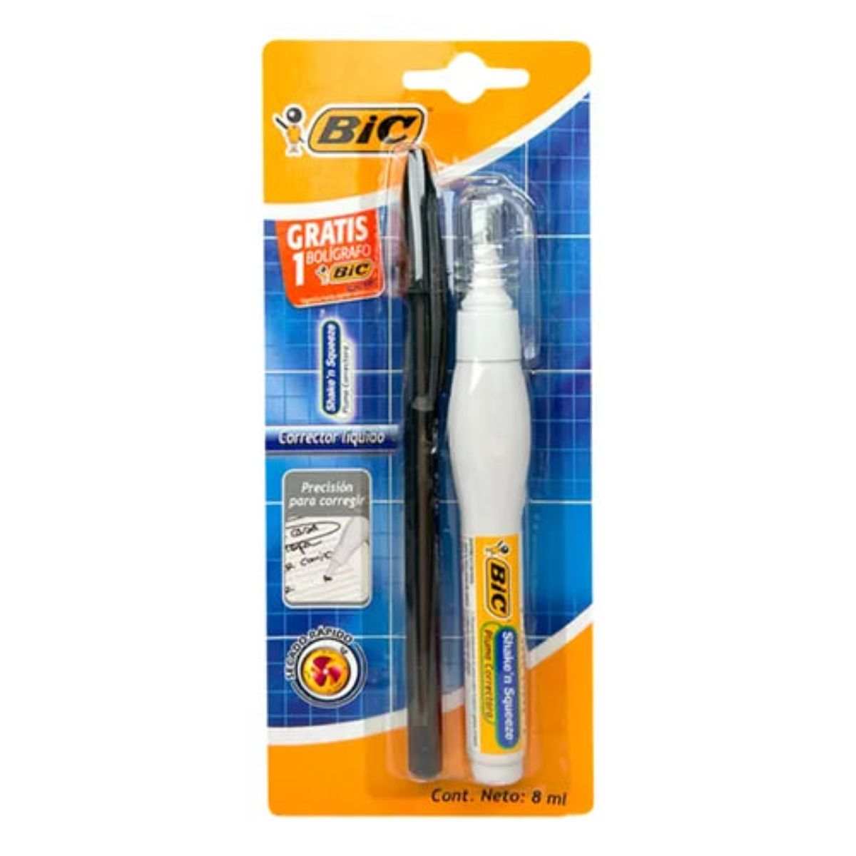 GENERICO - Set De Corrector BIC Tipo Lapíz + 1 Bolígrafo BIC Cristal