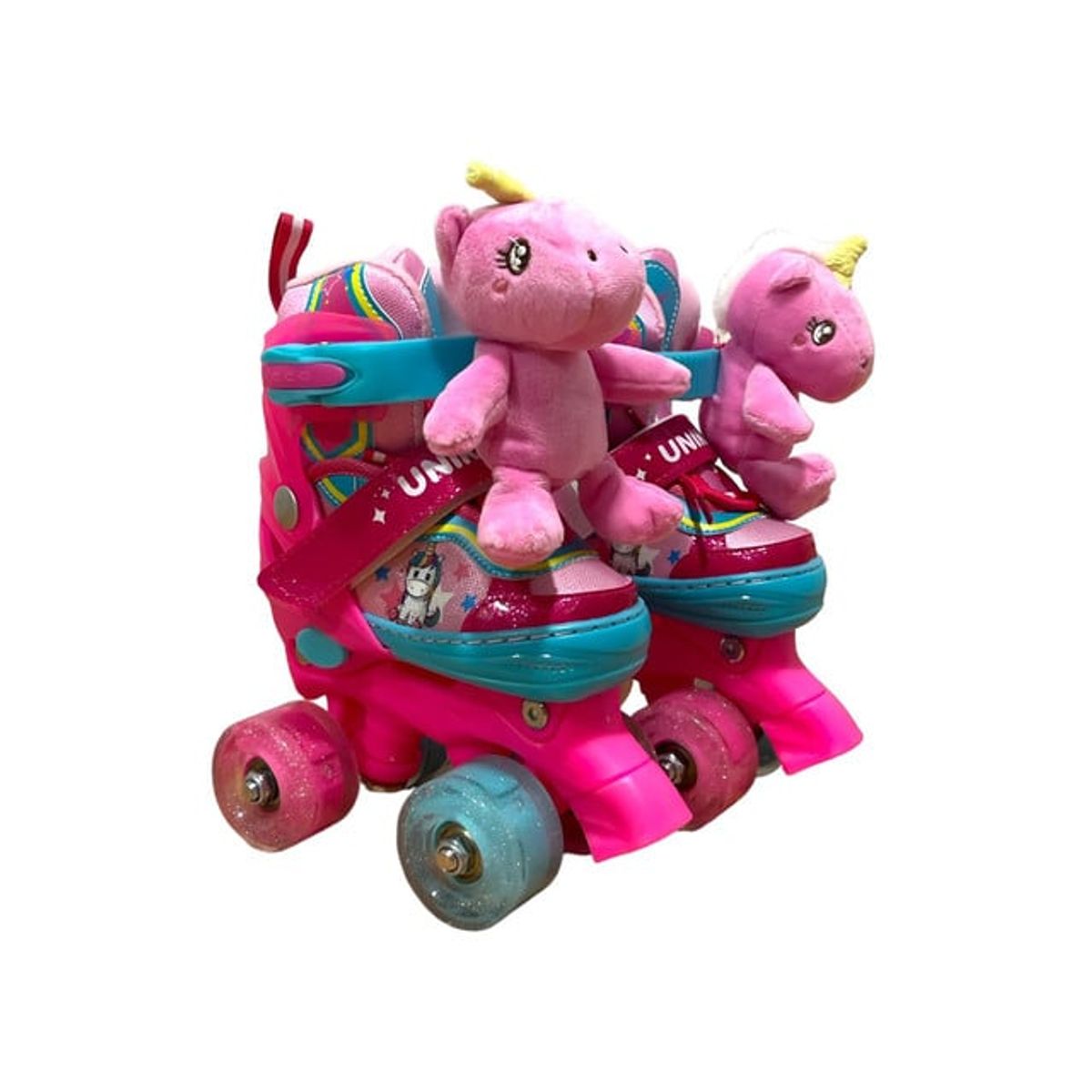 GENERICO - SET PATIN 4 RUEDAS C/ACCESORIOS PELUCHE TALLA S 30-33