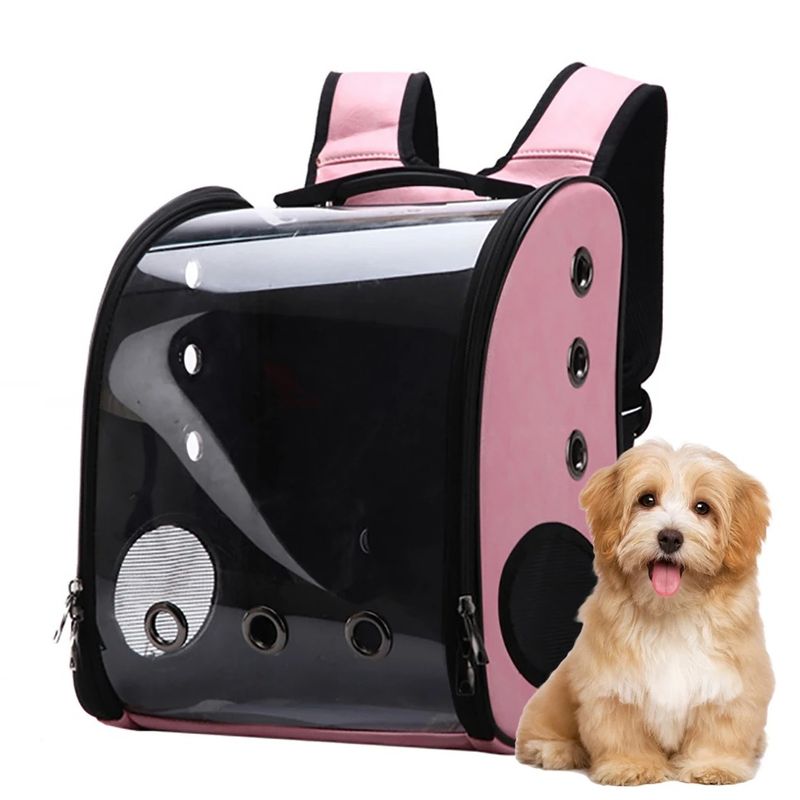 GENERICO - Mochila Transparente para Mascotas Color Rosa