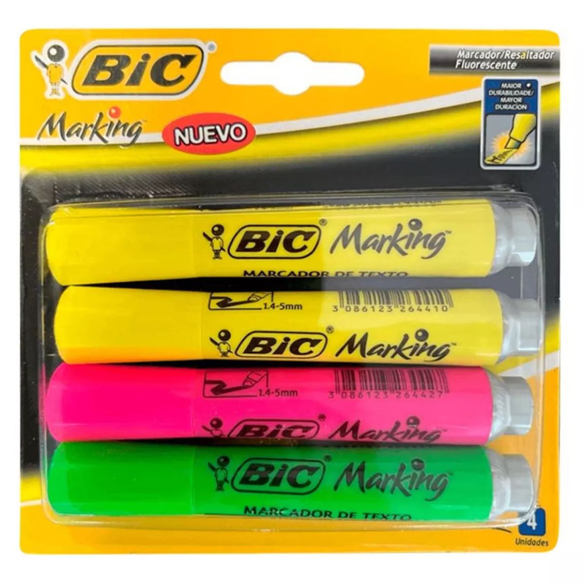 GENERICO - Resaltadores BIC Marking Flúor - Blíster De 4 Destacadores