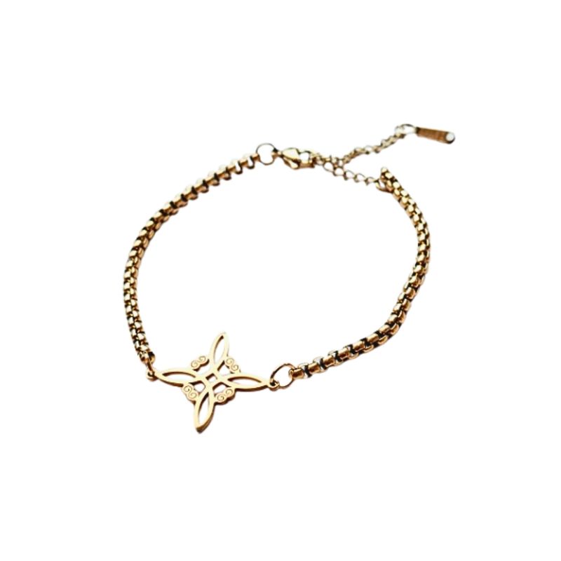 GENERICO - Pulsera Nudo De Bruja Celta Dorada Acero