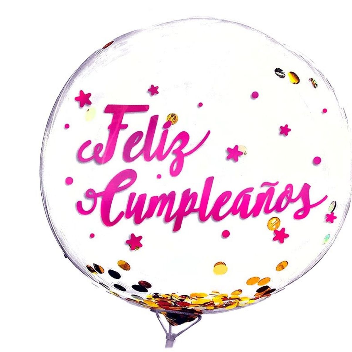 GENERICO - GLOBO BURBUJA CONFETTI FC FUCSIA X1 UNI