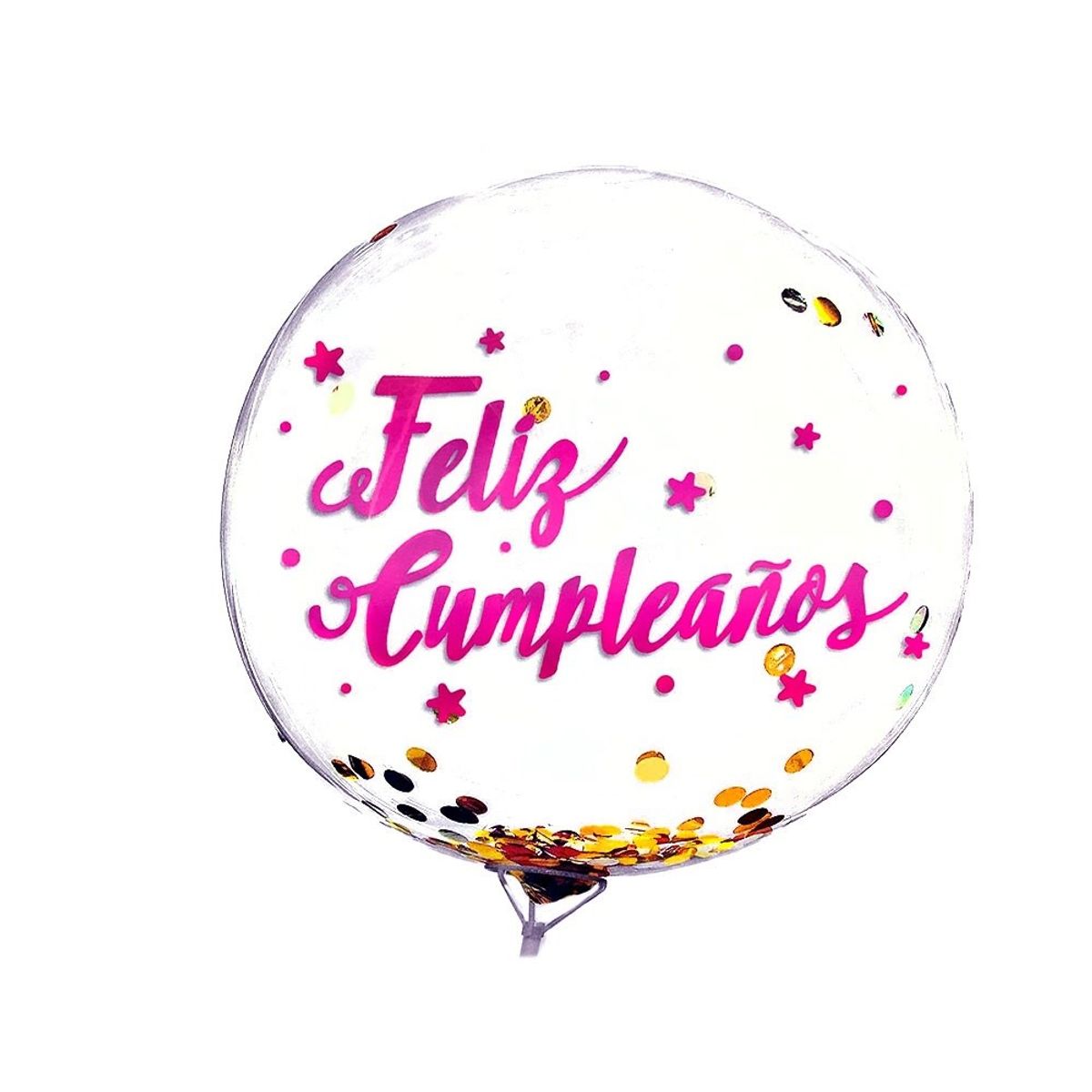 GENERICO - GLOBO BURBUJA CONFETTI FC FUCSIA X1 UNI