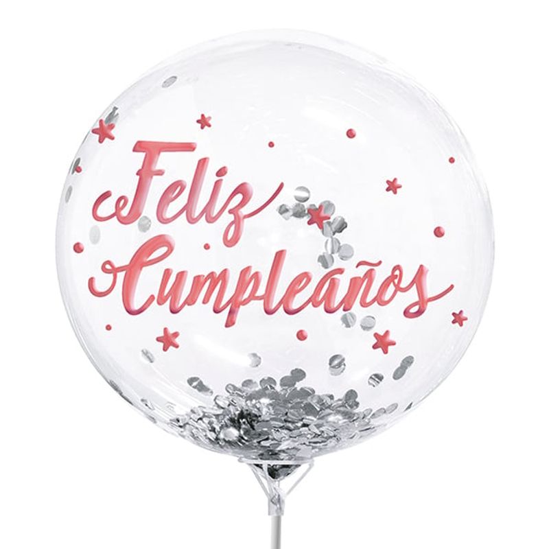 GENERICO - GLOBO BURBUJA CONFETTI F.C. ROSE GOLD/PLATA X1 UNI