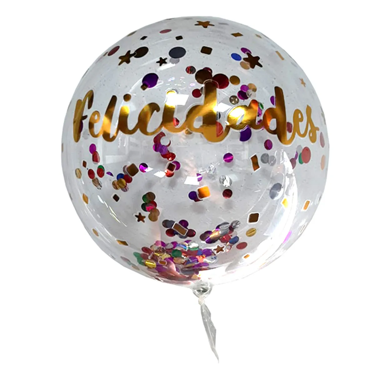GENERICO - GLOBO BURBUJA CONFETTI FELICIDADES X1 UNI