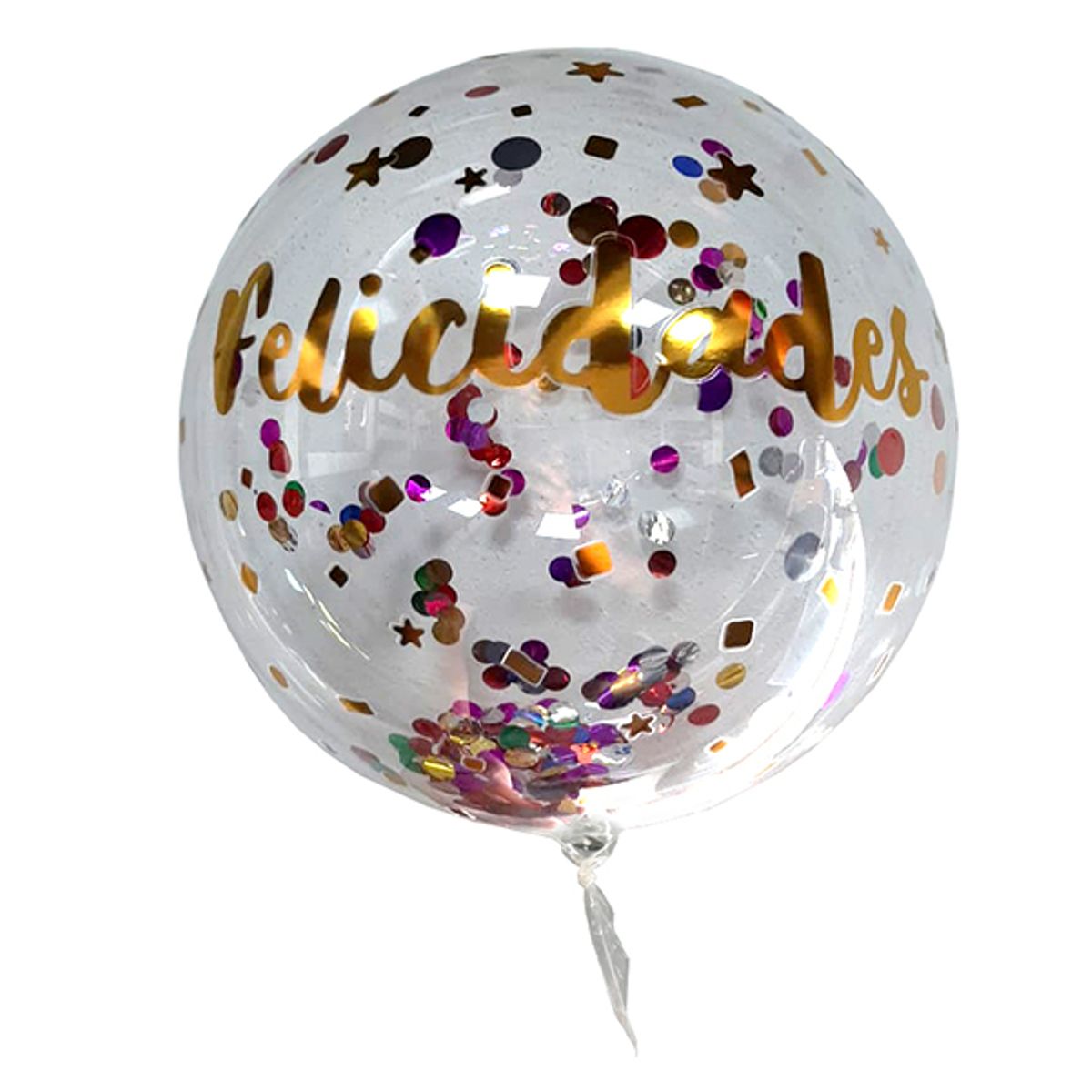 GENERICO - GLOBO BURBUJA CONFETTI FELICIDADES X1 UNI