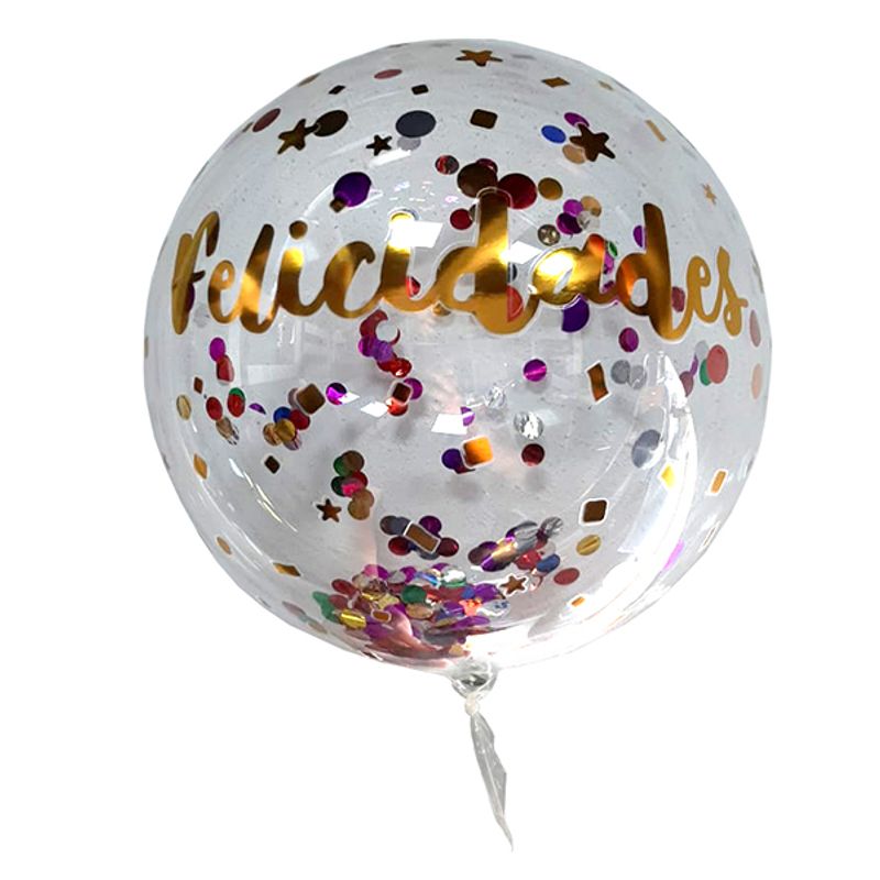 GENERICO - GLOBO BURBUJA CONFETTI FELICIDADES X1 UNI
