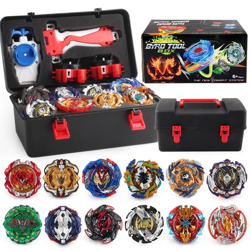 GENERICO - kit de beyblades metálicos con maleta portatil 12u