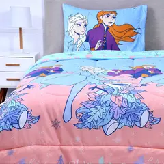 MASHINI - Cobertor Plumón Cubrecama Reversible 1.5 Plaza Diseño Frozen