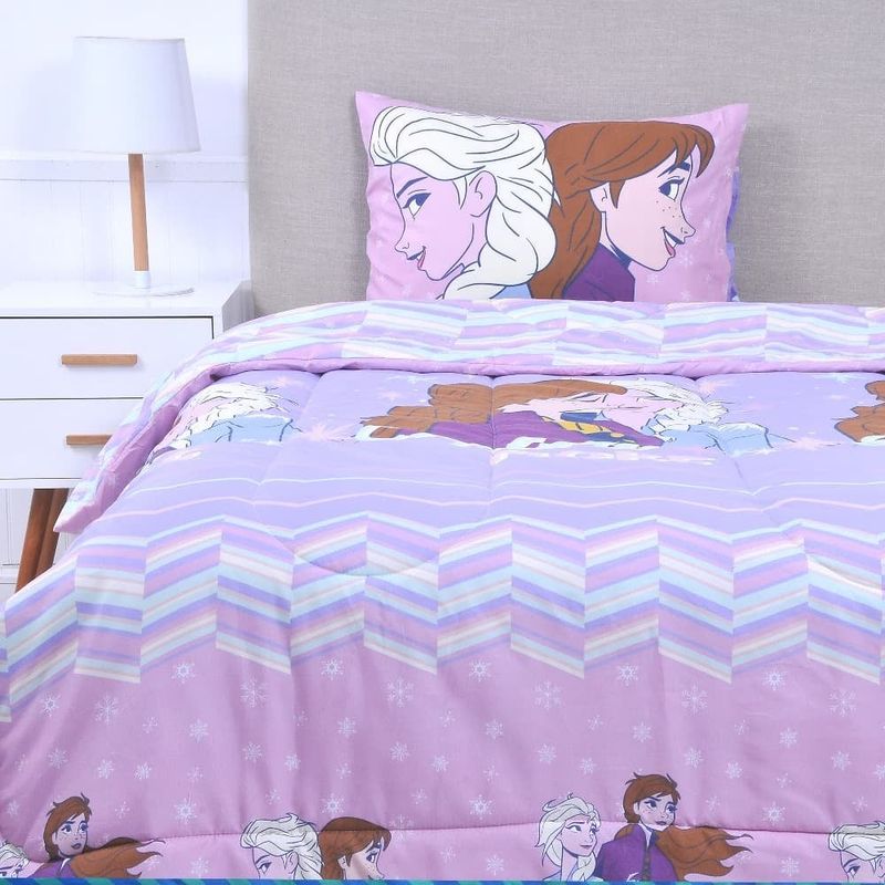 MASHINI - Cobertor Plumón Cubrecama Reversible 1.5 Plaza Diseño Frozen 2