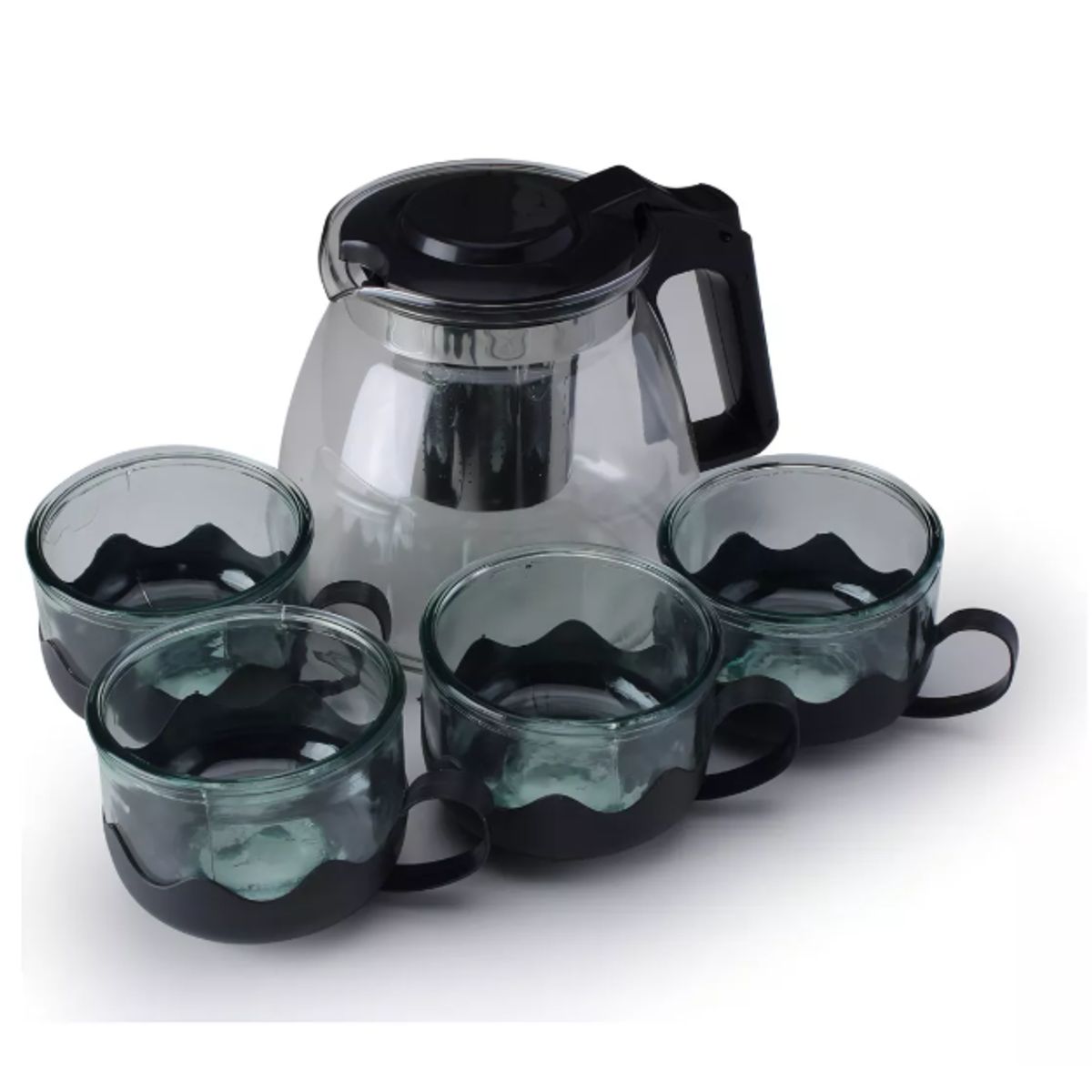 GENERICO - Kit de tetera con infusor de té, 4 tazas de vidrio