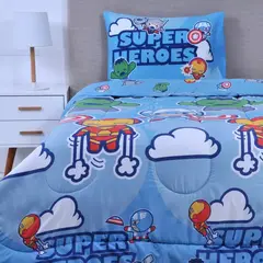 MASHINI - Cobertor Plumón Cubrecama Reversible 1.5 Plaza Diseño Marvel