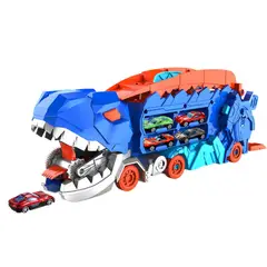 GENERICO - Juguete Camión Dino T-rex Pista Garage +2 Autos Transf 65cm
