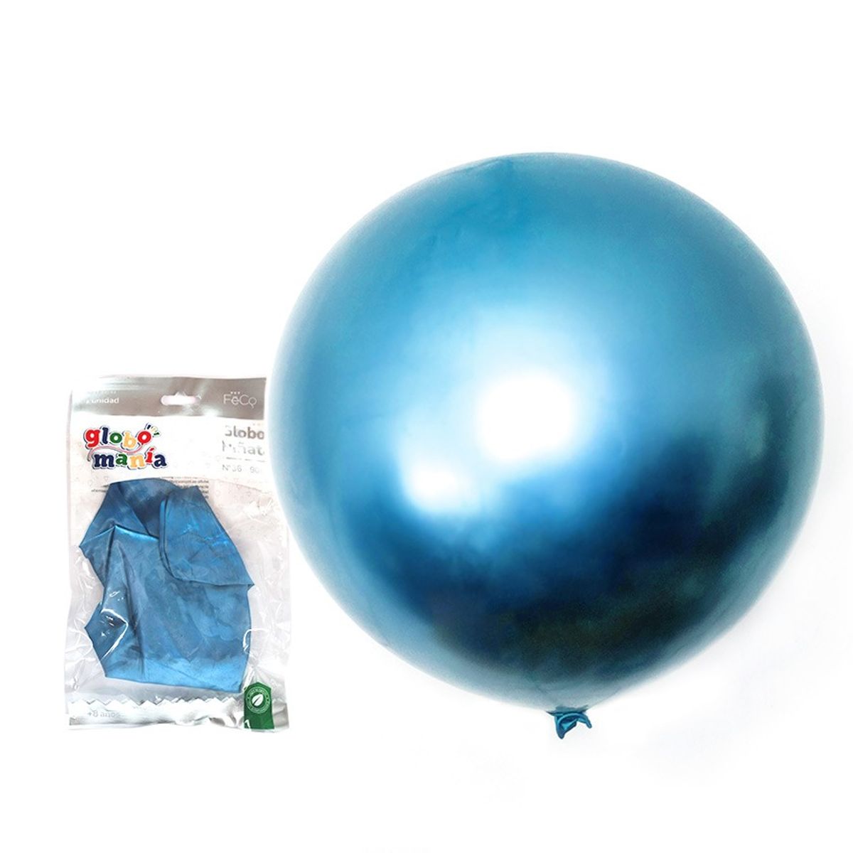 GENERICO - GLOBO PINATA R36 CHROME AZUL X1 UNI