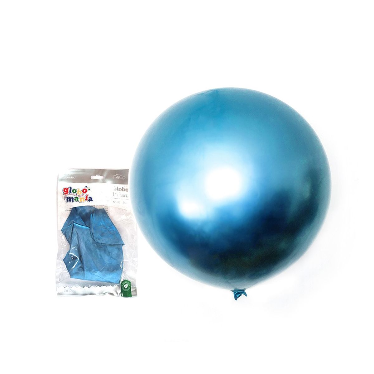 GENERICO - GLOBO PINATA R36 CHROME AZUL X1 UNI