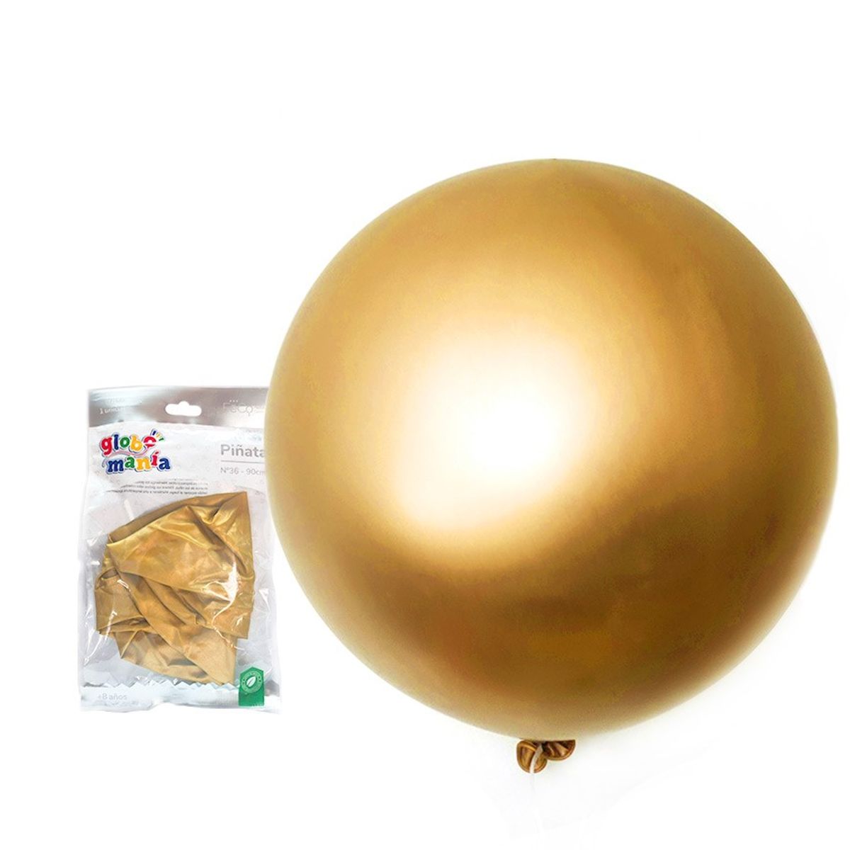 GENERICO - GLOBO PINATA R36 CHROME DORADO X1 UNI