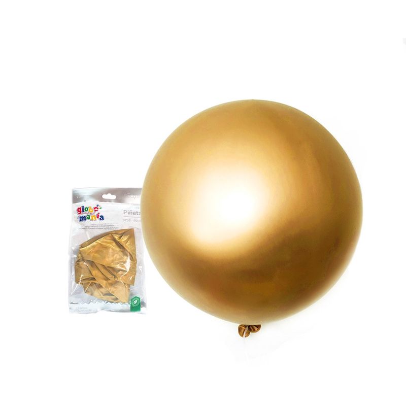 GENERICO - GLOBO PINATA R36 CHROME DORADO X1 UNI