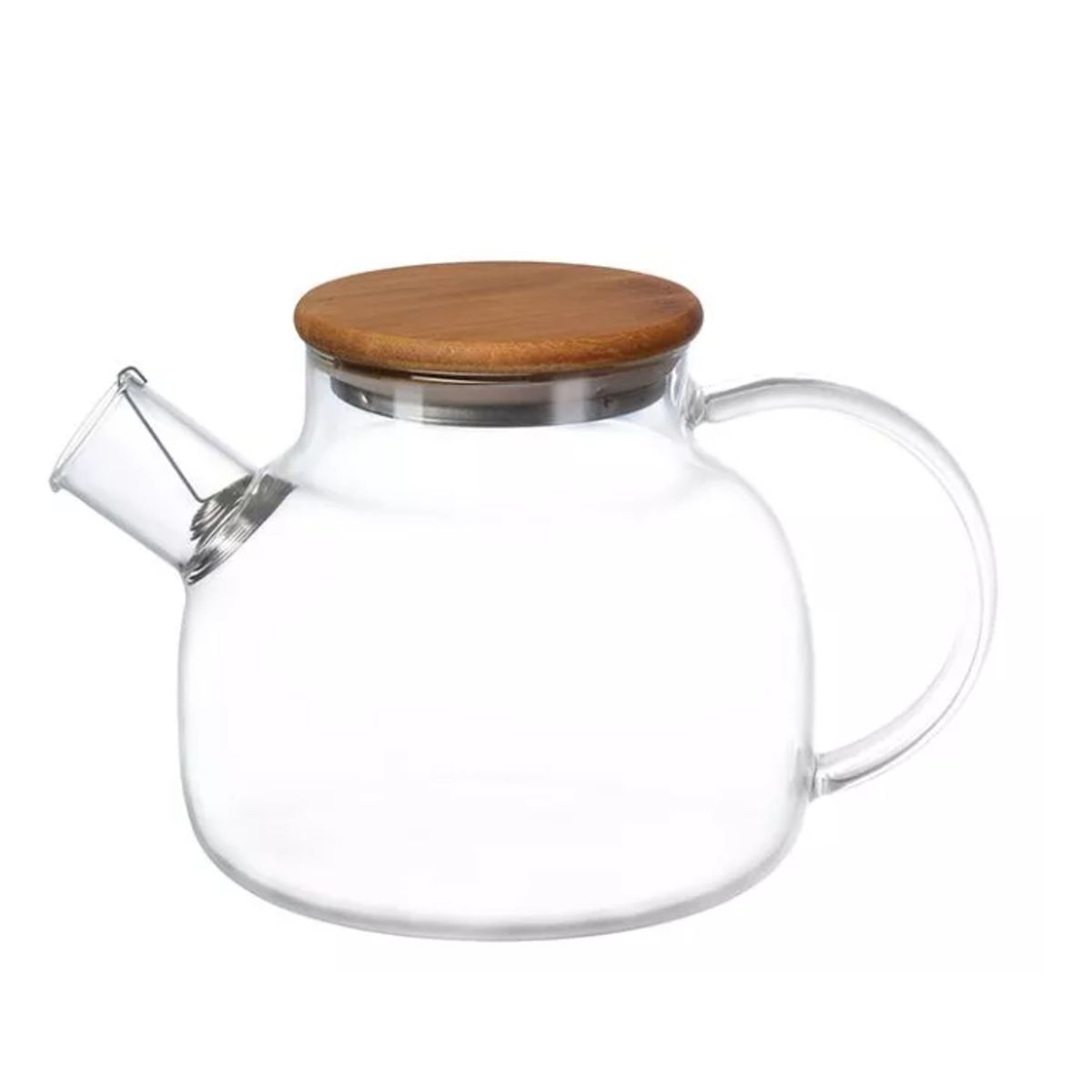 GENERICO - Hervidor de vidrio con colador en el caño , tapa de bambú, 1 L