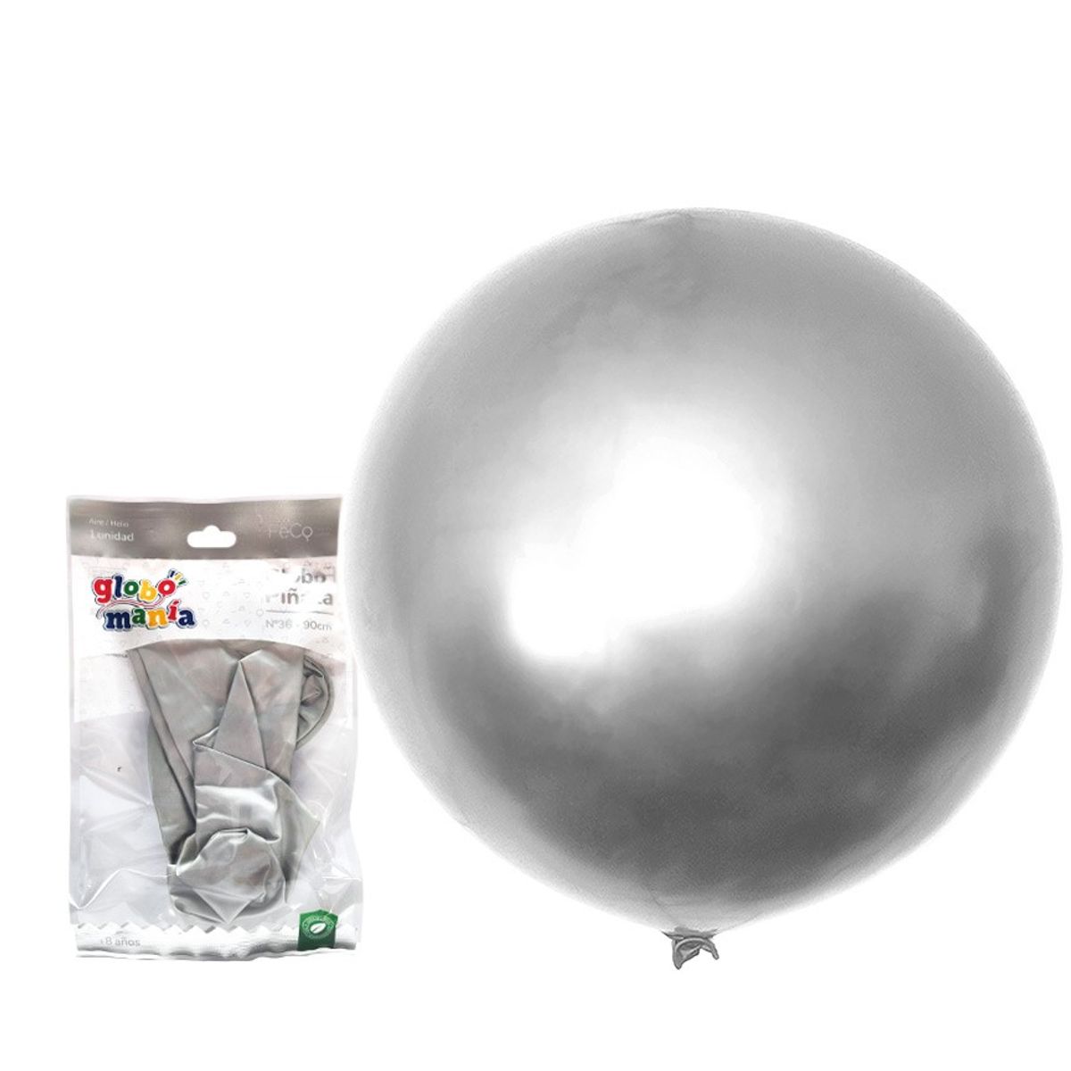 GENERICO - GLOBO PINATA R36 CHROME PLATEADO X1 UNI
