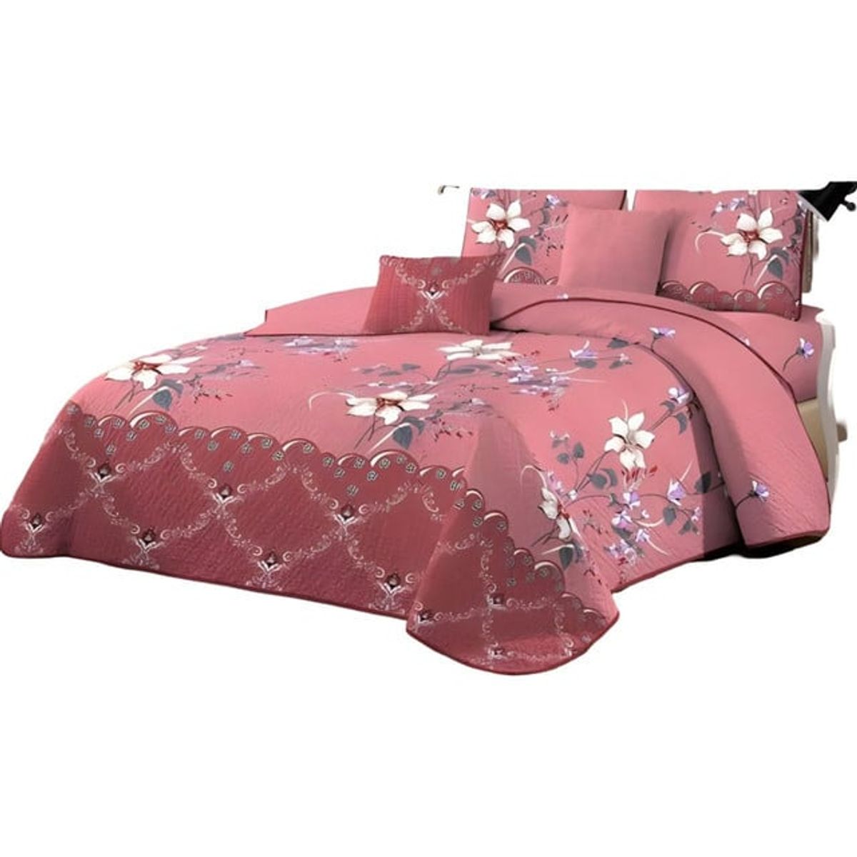 GENERICO - CUBRECAMA QUILT MAS JUEGO DE SABANAS KING