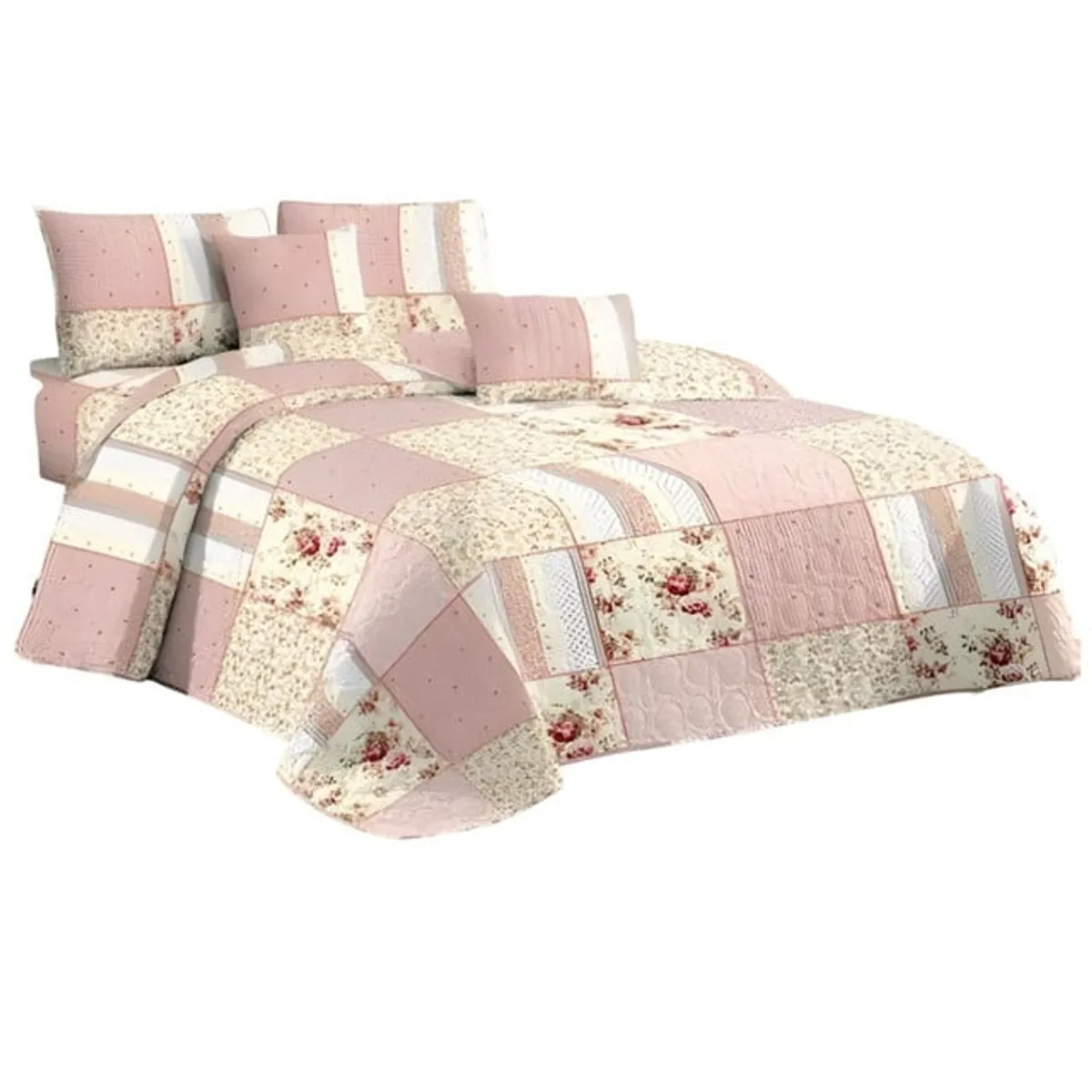 GENERICO - CUBRECAMA QUILT MAS JUEGO DE SABANAS KING