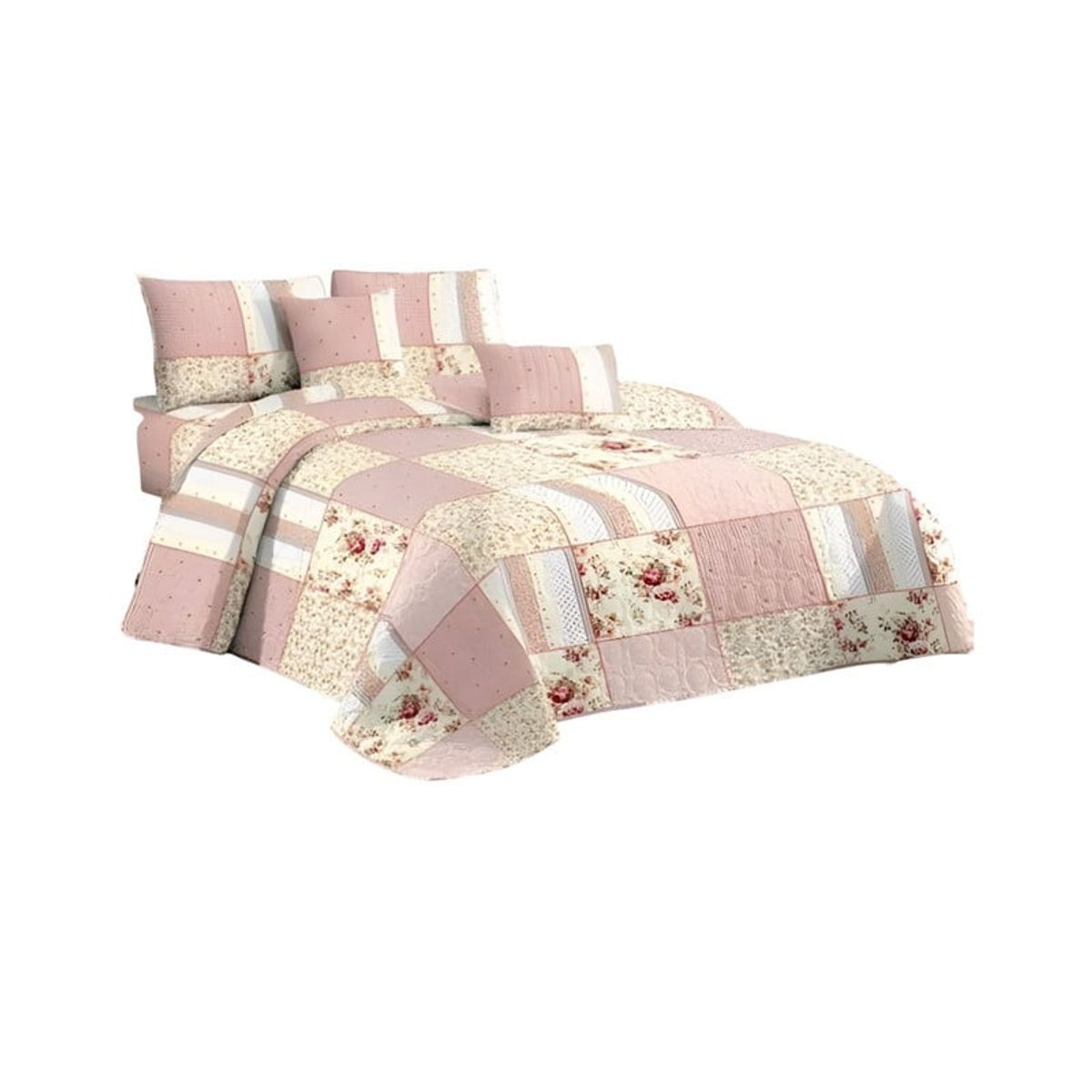 GENERICO - CUBRECAMA QUILT MAS JUEGO DE SABANAS KING