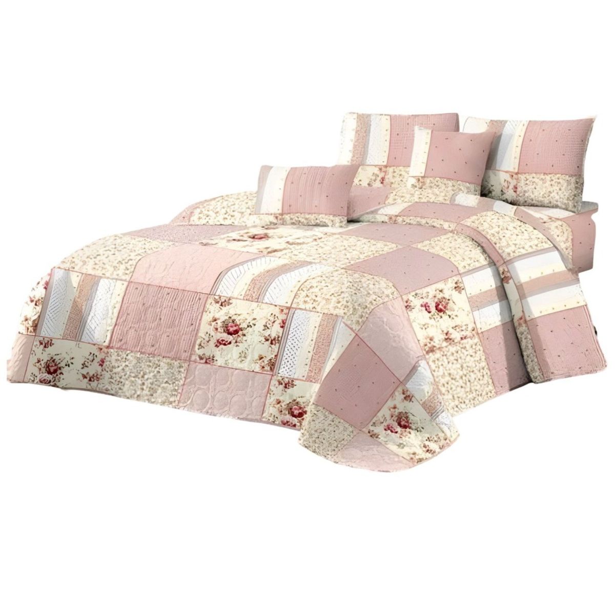 GENERICO - CUBRECAMA QUILT MAS JUEGO DE SABANAS KING