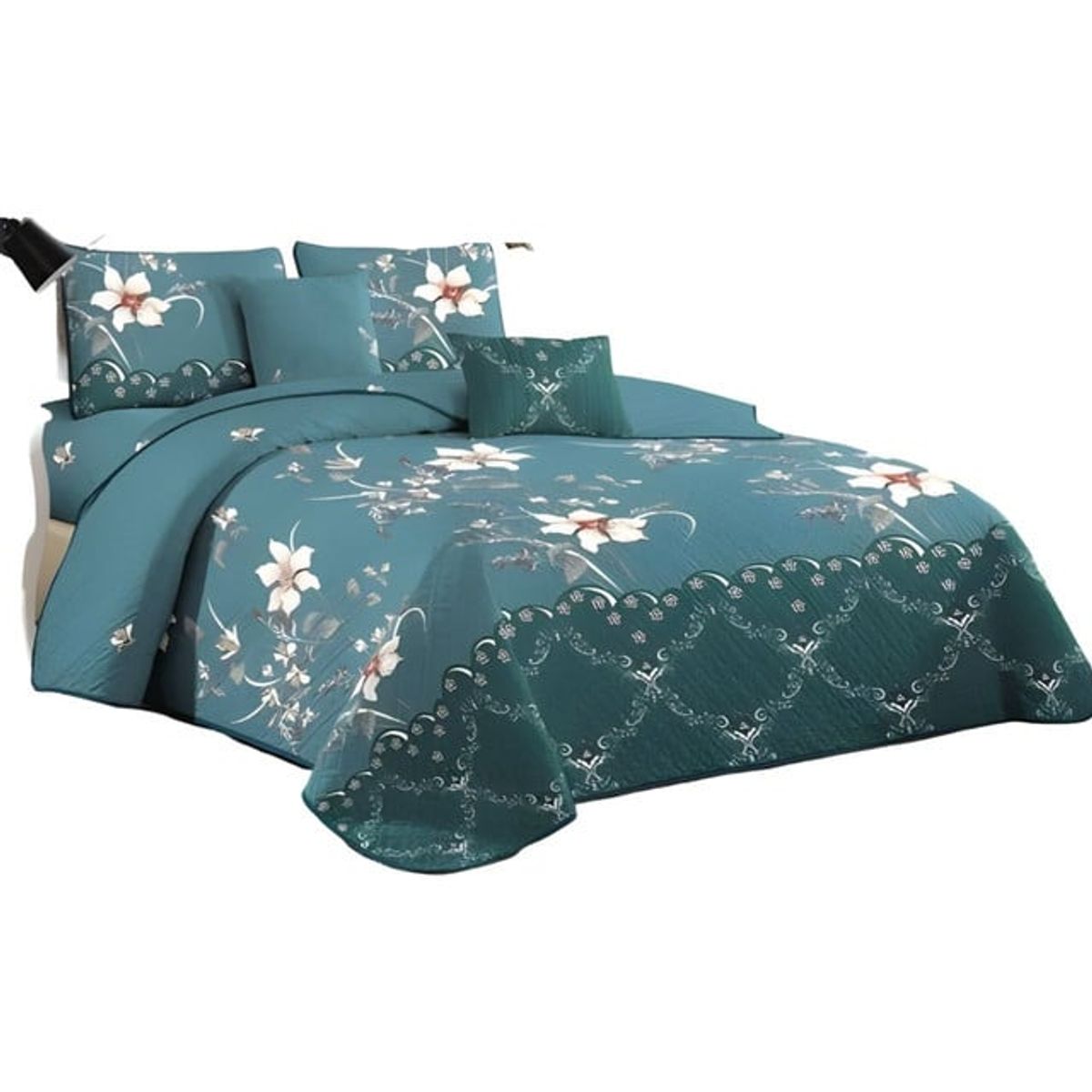 GENERICO - CUBRECAMA QUILT MAS JUEGO DE SABANAS PLAZA Y MEDIA