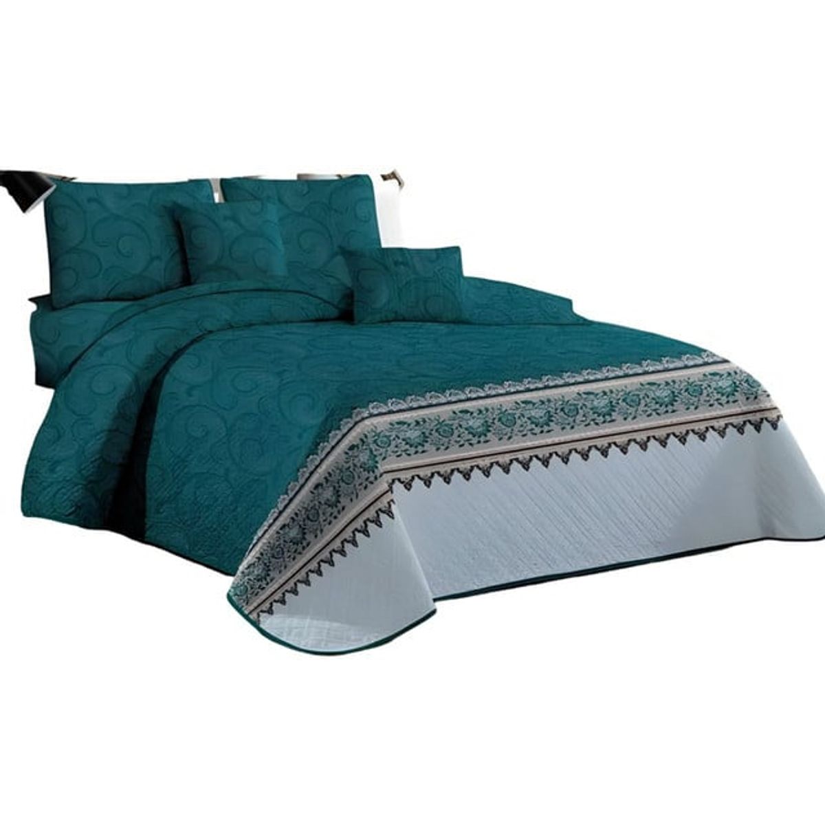 GENERICO - CUBRECAMA QUILT MAS JUEGO DE SABANAS KING