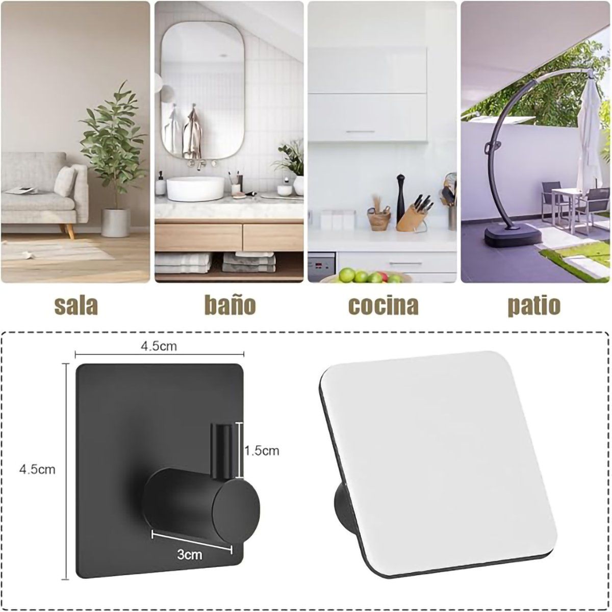 GENERICO - Ganchos De Baño Para Pared 304 Acero Inoxidable 12 Piezas