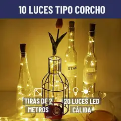 GENERICO - Luces Led Guirnalda Con Corcho Para Botella Hada X10